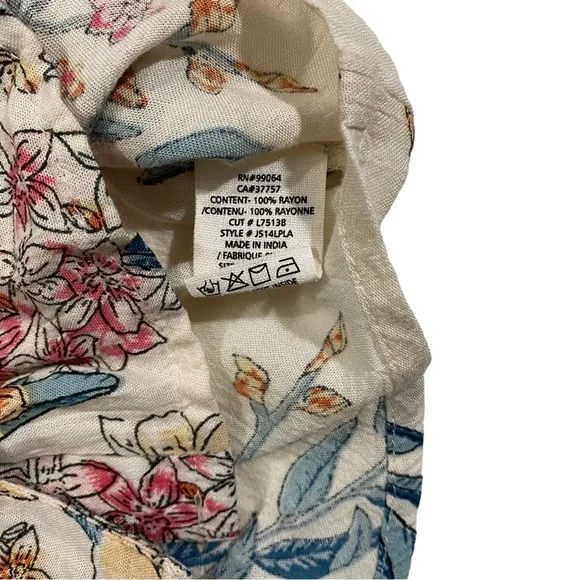 Billabong Play Day Women Cream Floral Long Sleeve Scoop Neck Crinkle Top Sz Sm - Picture 15 of 15